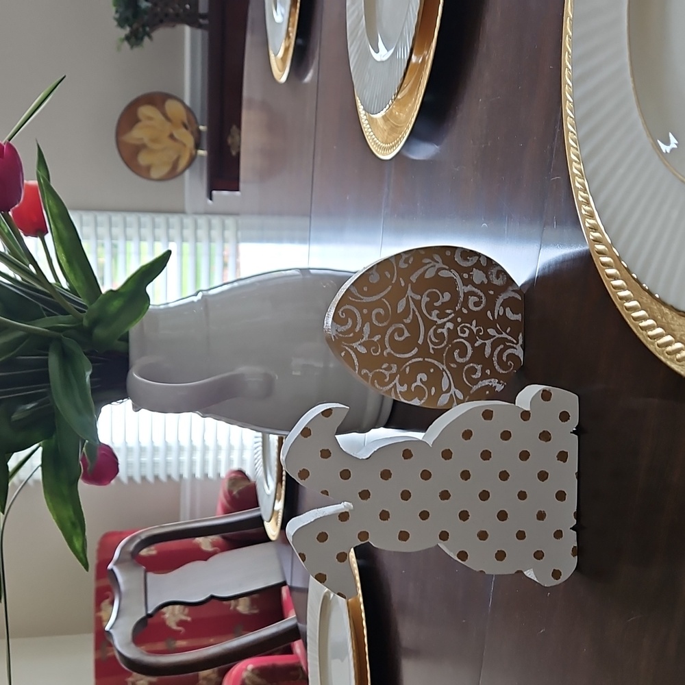 Easter Bunny and Egg Set Wood Handmade All about the Gold